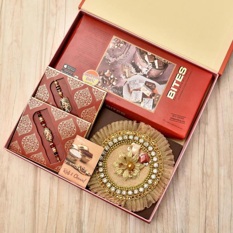 Buy/Send Designer Rakhi & Luxurious Delights Gift Box Online- FNP