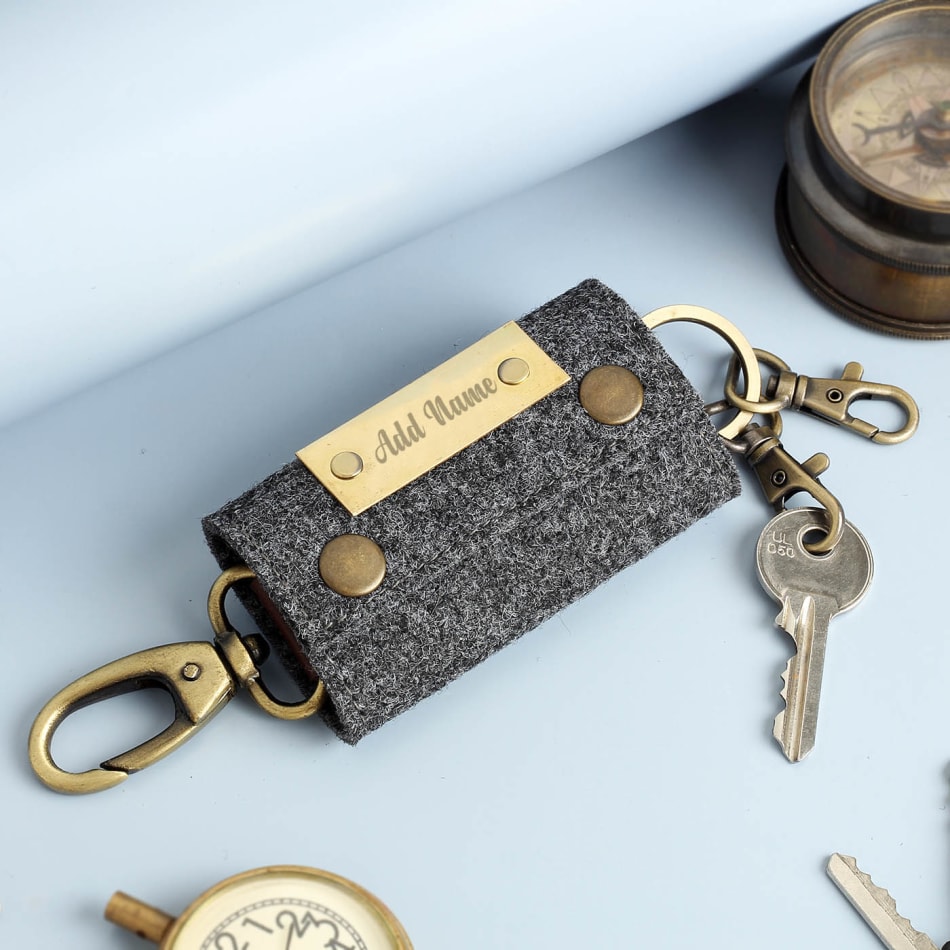 Key Pouch Personalized Leather Key Case Leather Keyring 