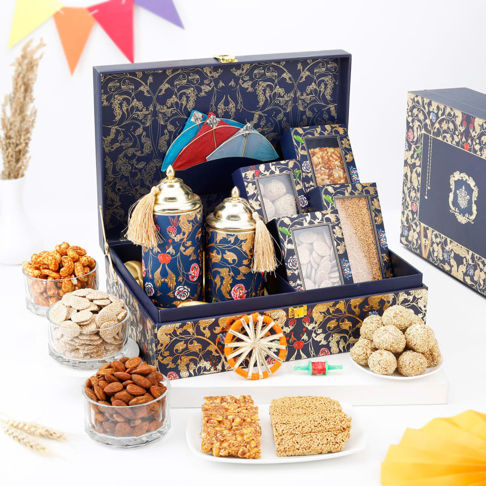 Buy Kesar Sweets | Lohri & Makar Sankranti Snacks & Sweets Gifting Hamper  Box - Gifts Pack with Sweet Finni, Panjeeri laddoo, Dry Fruit Box,  Chocolate Rewari, Popcorn in Potli & Moongphali Online at Best Prices in  India - JioMart.