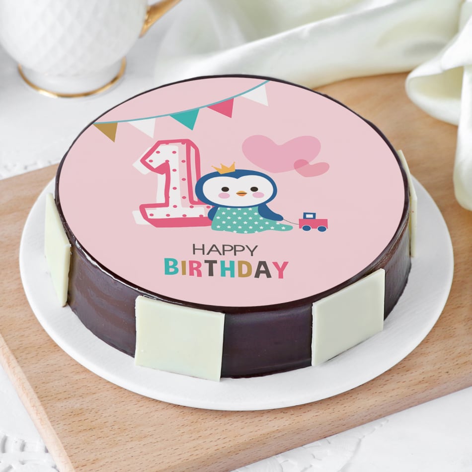 Happy Birthday Cake Child First Birthday Party Chocolate Icing Cake  Decorated With Different Candies And Toy Doll On It Stock Video - Download  Video Clip Now - iStock