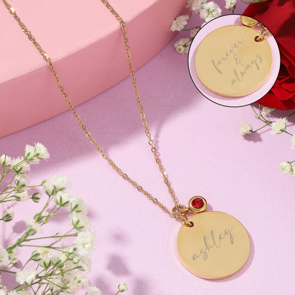 Personalized Gold Pendant With Engraving, Round Personalized Gold Charm  With Any Engraving In 14k Solid Gold | Benati