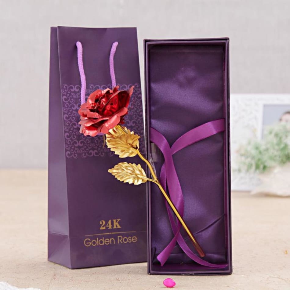 Vday Gift Combo Wood Frame & 24K Gold Plated Rose With Keychain -  Incredible Gifts