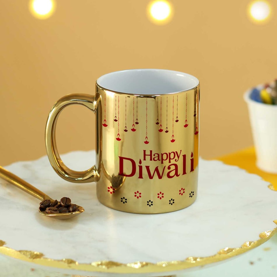 Happy Diwali Personalized Gold Mug: Gift/Send Diwali Gifts Online J11145828  |IGP.com