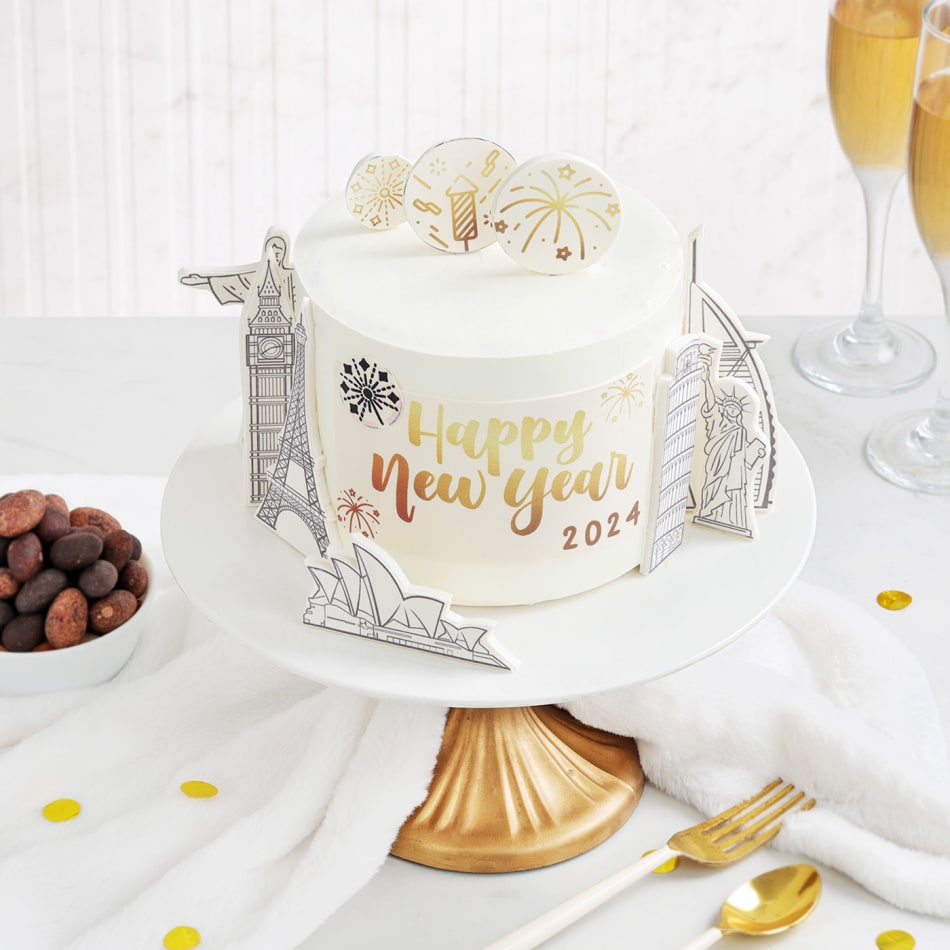 Send Celebration Starry Vanilla New Year Cake Online - GAL22-109575 |  Giftalove
