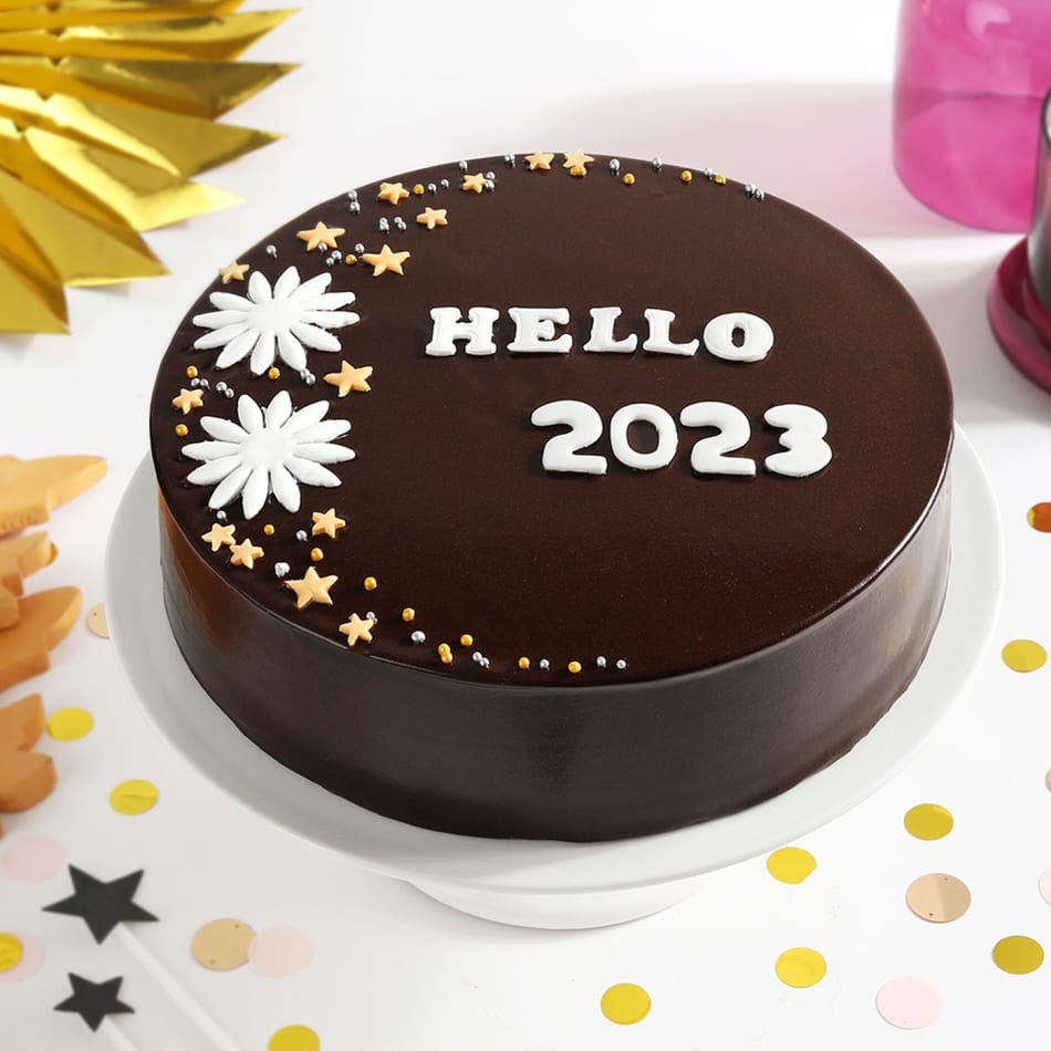 Hello 2023 New Year Cake 500 gm : Gift/Send New Year Gifts Online ...