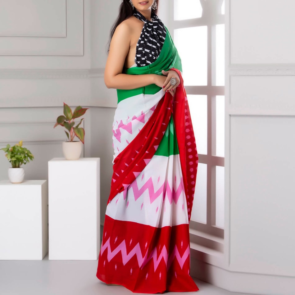 Pochampally #ikkat #Silk ( #Pattu ) #floral #print #Sarees Available for  ready to Ship. | Saree styles, Saree blouse designs, Saree