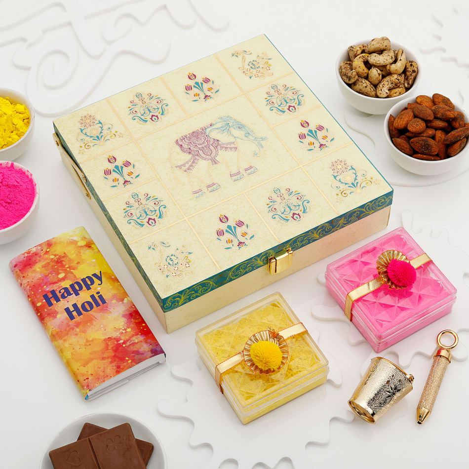 Vibrant Delights Personalized Holi Gift Box: Gift/Send Business Gifts  Online JVS1276072 |IGP.com
