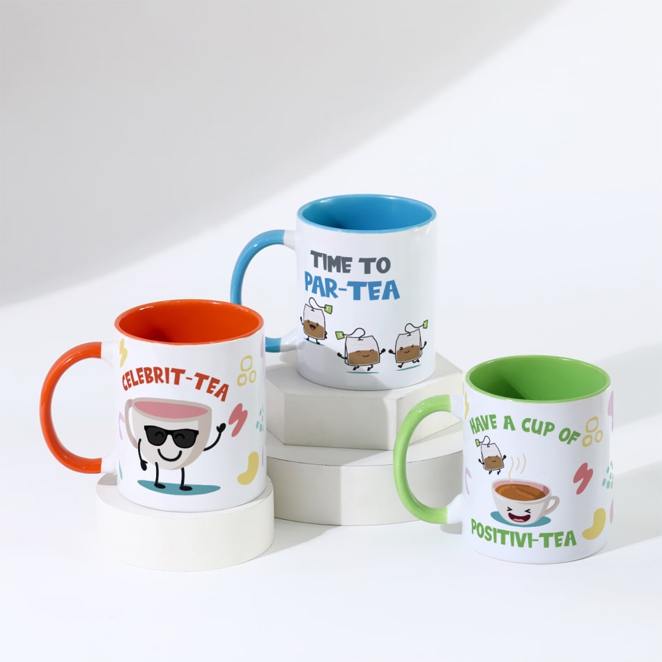 It's Tea Time Ceramic Mug Personalized Set Of 3: Gift/Send Home and Living  Gifts Online JVS1263590