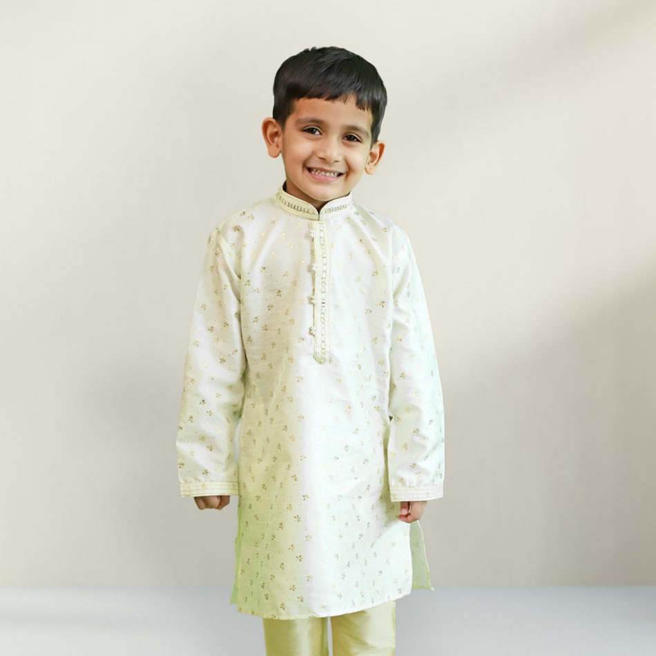 Shop Teen Boys Yellow Art Silk Kurta Set Party Wear Online at Best