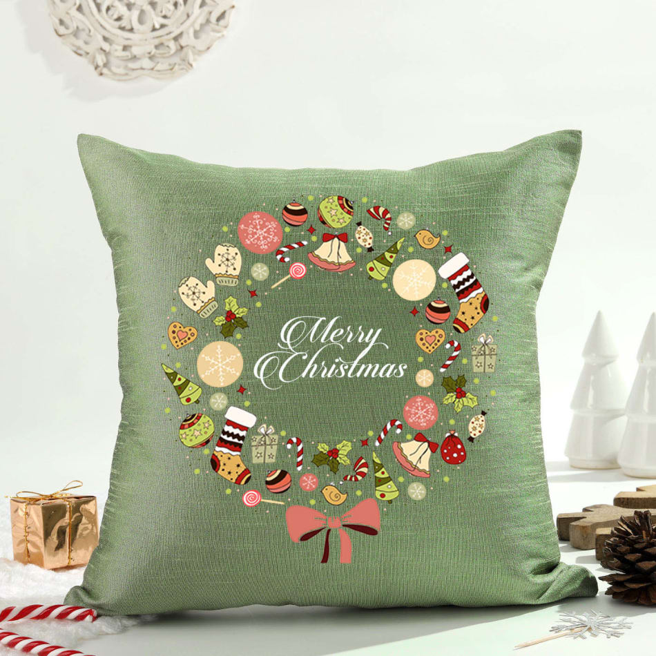 Cushion Covers Merry Christmas Throw Pillows Buy/Send Joyful Christmas Sage  Green Cushion Cover Online IGP