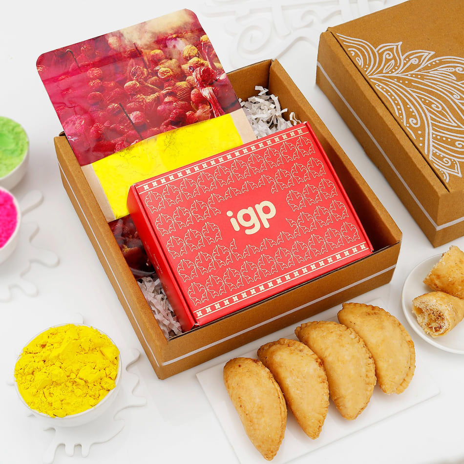 Joyful Holi Celebrations Box: Gift/Send Gourmet Gifts Online JVS1277272  |IGP.com
