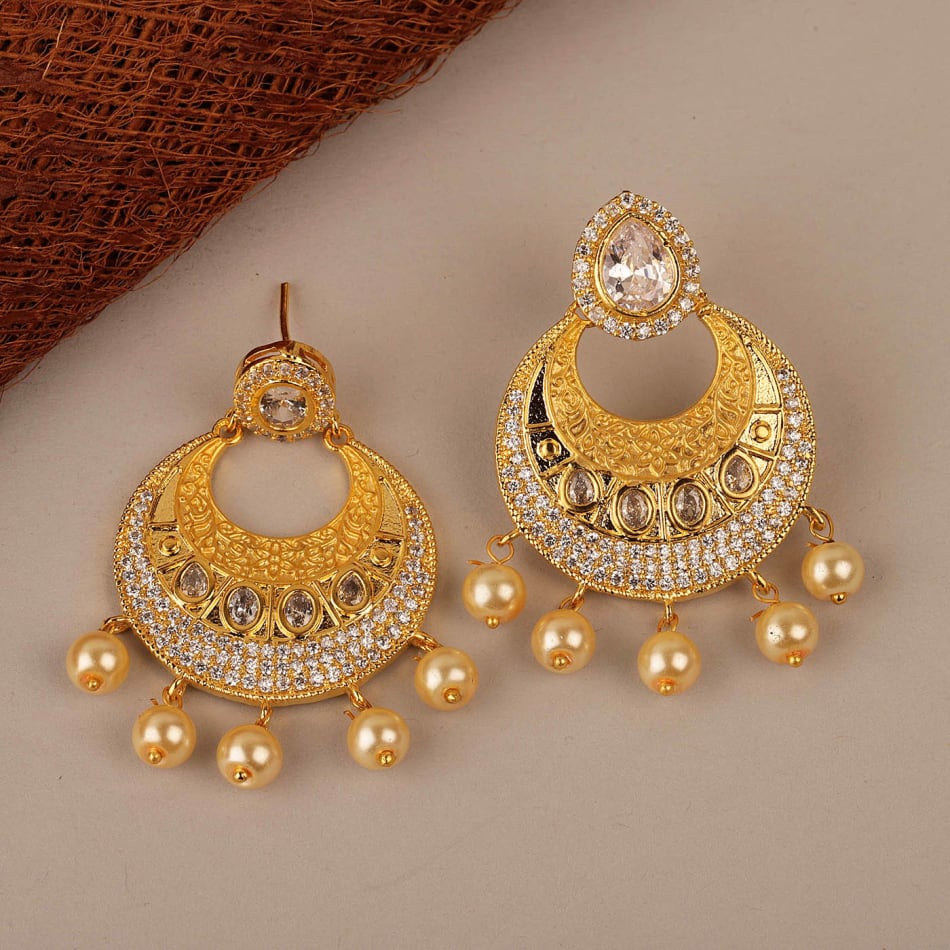 p kundan pearl and cz earrings 150938 1