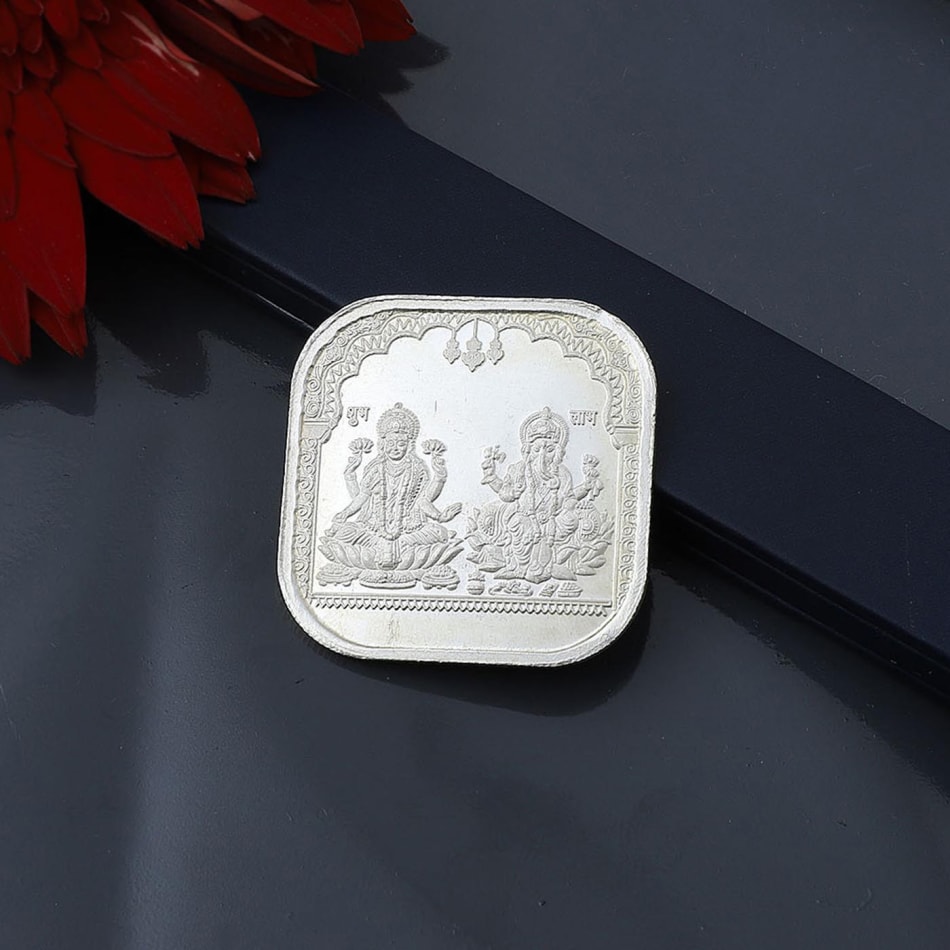 99.90% Pure Silver 50grams Laxmi Ganesh Silver Coin by Sarafa Traders  Commity - Etsy