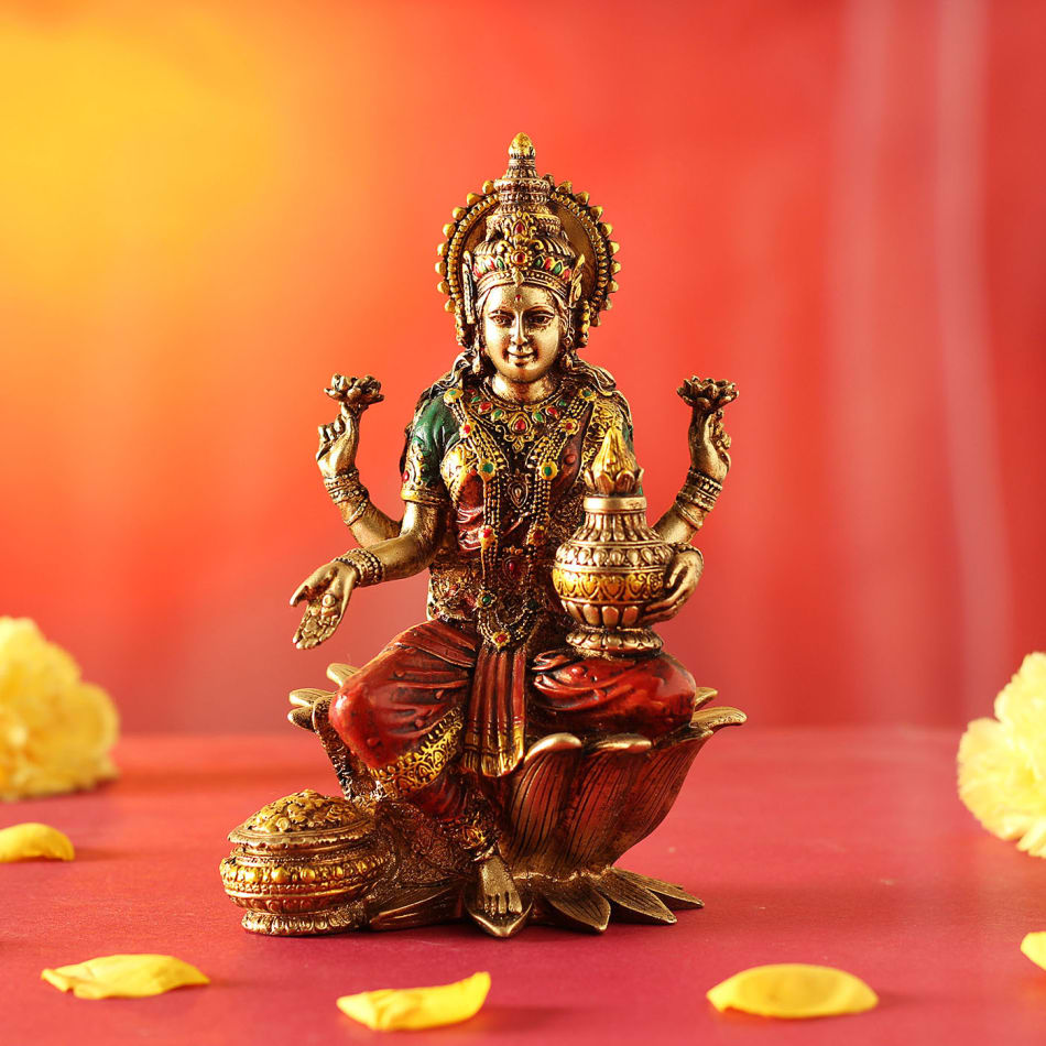 Laxmi Mata idol in Rustic Gold Finish: Gift/Send Home and Living ...