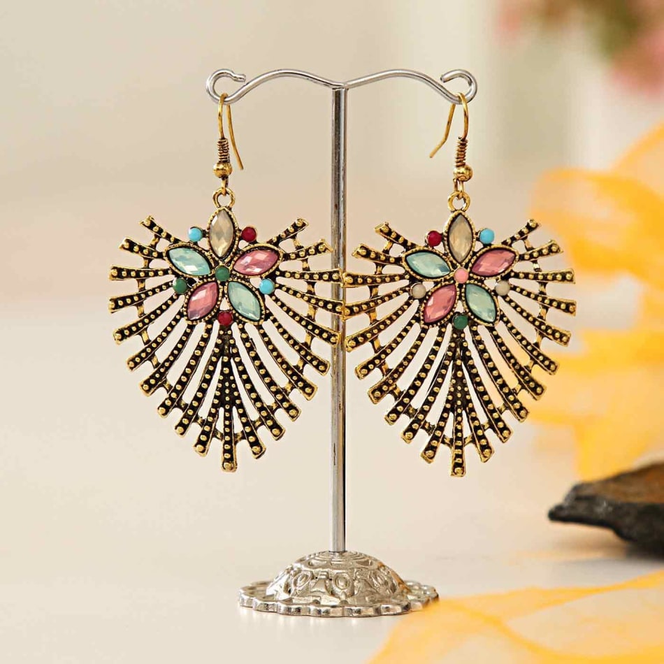 Peacock Meena work Jhumki Earrings: Gift/Send Diwali Gifts Online  JVS1196725 |IGP.com