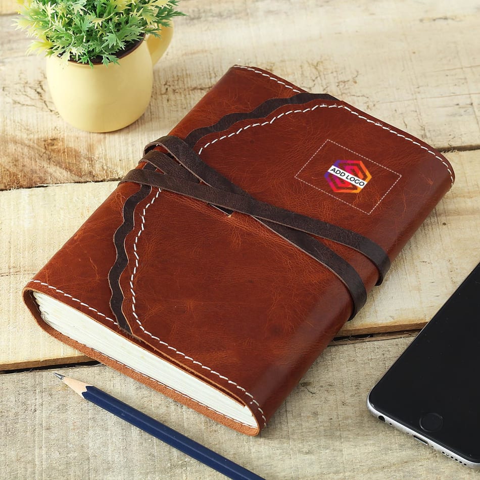 Leather Journal with Belt Closure - Customized with Logo