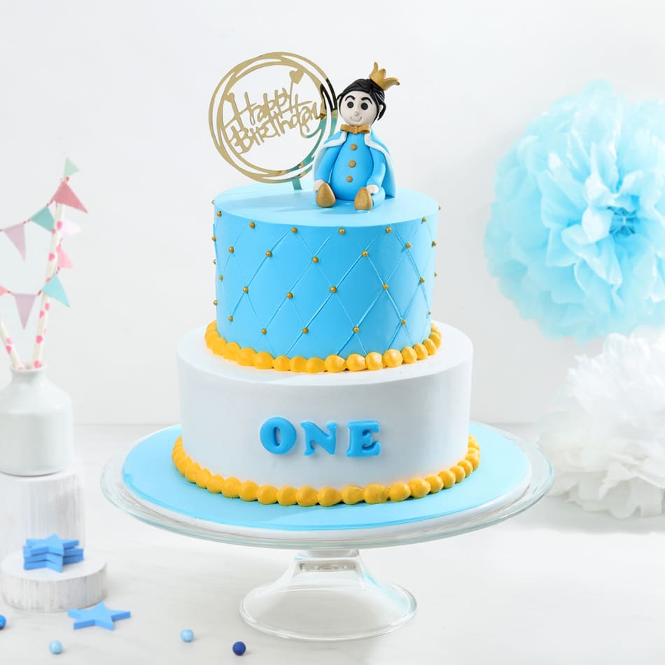 A Birthday Place Baby Shower Royal Prince Baby Gold Blue Crown Edible India  | Ubuy