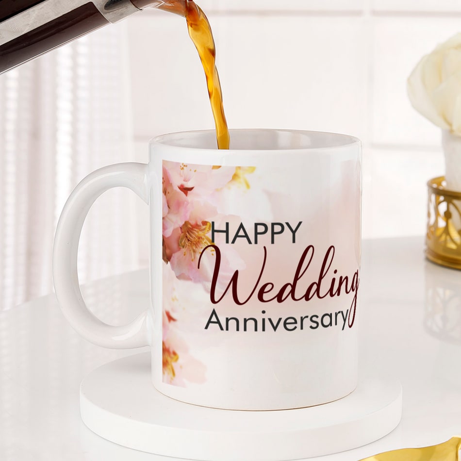 Happy 4th Wedding Anniversary Matching Gift For Couples graphic Coffee Mug  by Art Grabitees - Pixels