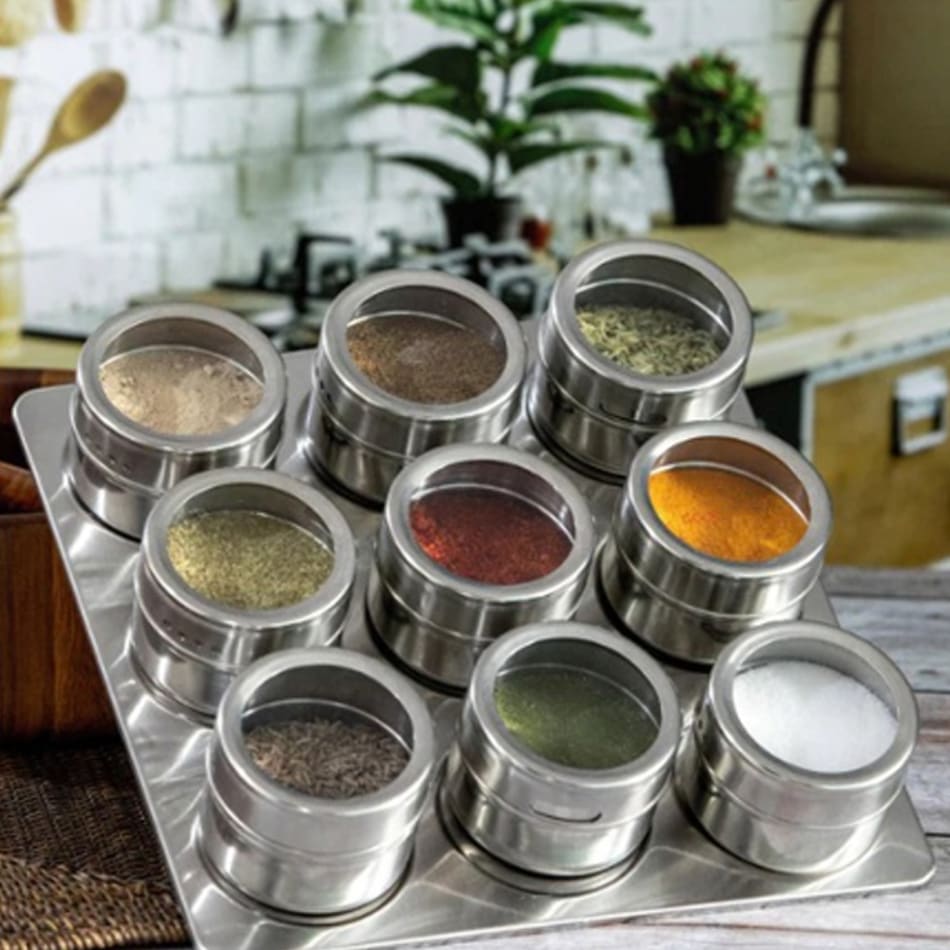 Buy Send Magnetic Spice Container Rack Assorted Set Of 9 Online IGP JVS1269328