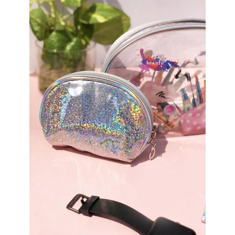 Cosmetic Pouches Iridescent Pouch Boao2 Pcs Clear Iridescent Holographic Makeup  Bag Glitter Travel Cosmetic Pouches Toiletry, image size:950x950