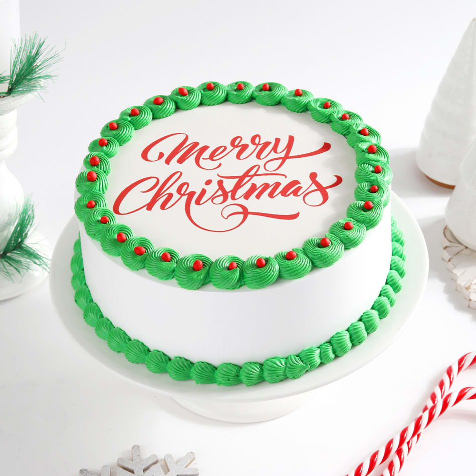 Online sugar coated merry christmas strawberry cake to Bangalore, Express  Delivery - redblooms