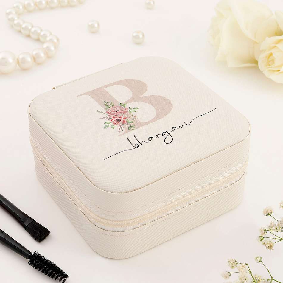 Mini Jewellery Organizer Box Personalized Off White