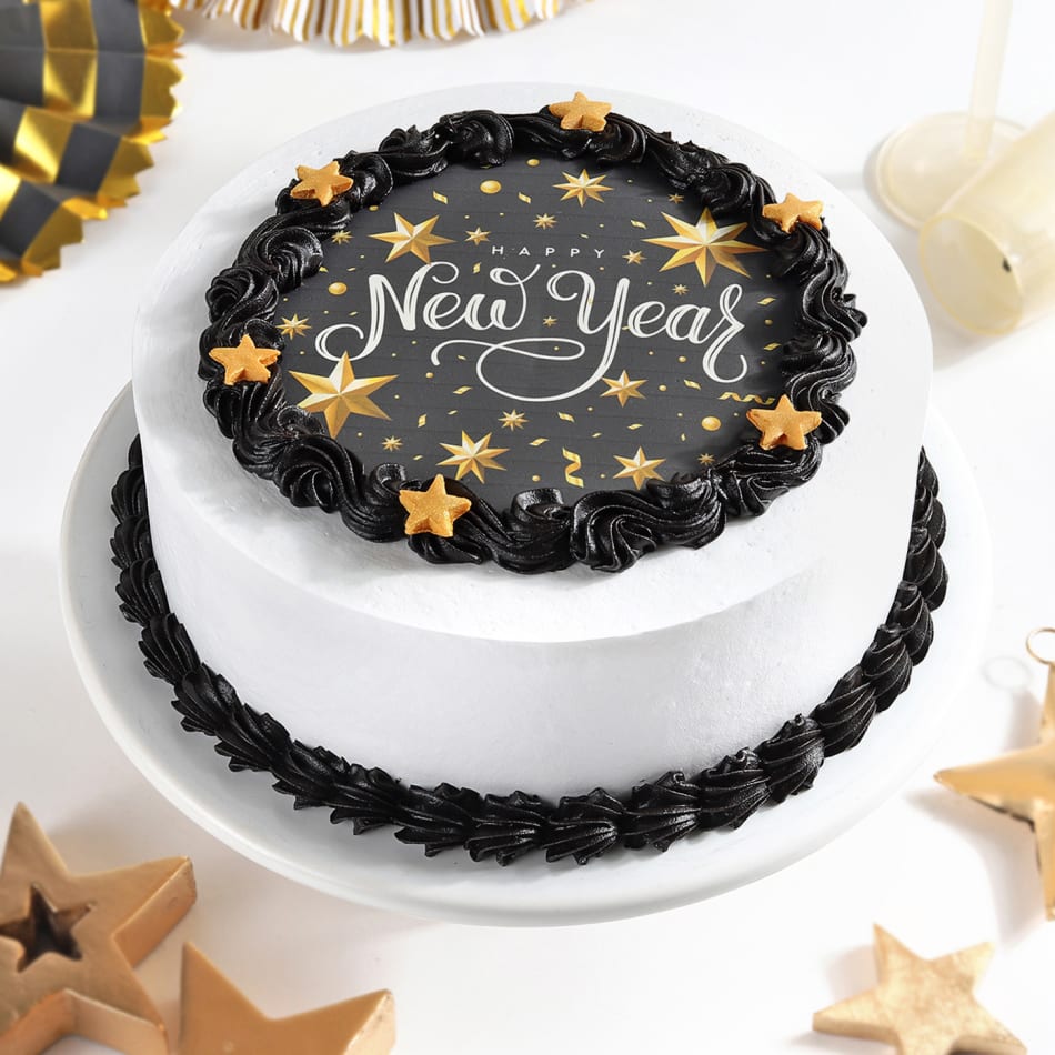 Minimalist New Years Cake 500 gm : Gift/Send New Year Gifts Online ...