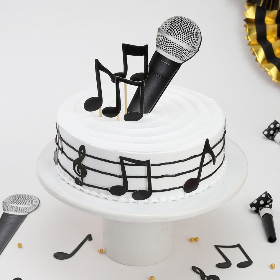 Amazon.com: Microphone Happy Birthday Cake Topper Music Note Karaoke  Birthday Cake Decor Black Glitter Musical Record Themed Birthday Party  Supplies : Grocery & Gourmet Food