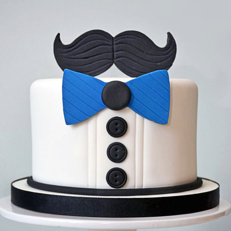 Shop for Fresh Moustache Theme Golden Hearts Cake online - Kanchipuram