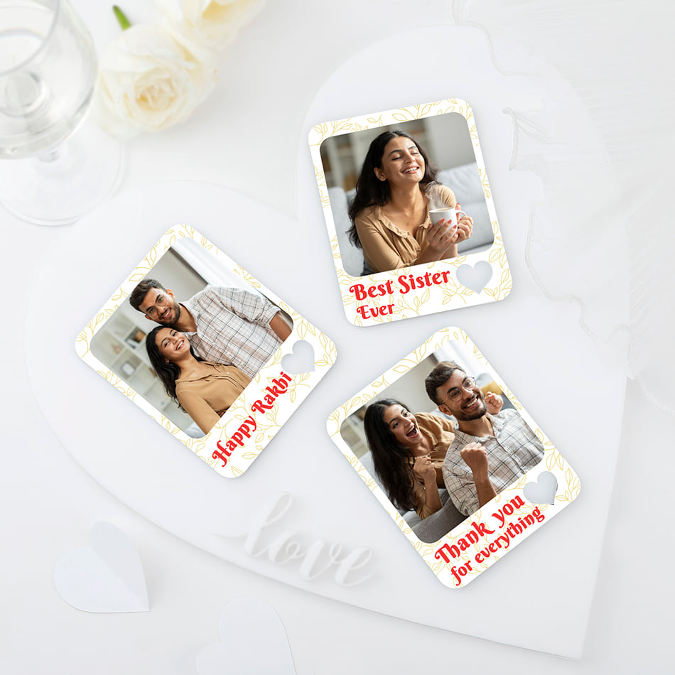 Magnetic Photo Frame Gift For Sister – “Love You Forever” Keepsake With Pastel Design | Fridge, Locker & Metal Surface Magnet Frame