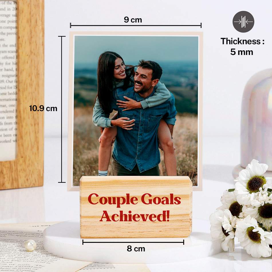 Buy/Send Personalized Couple Goals Achieved Photo Stand Online