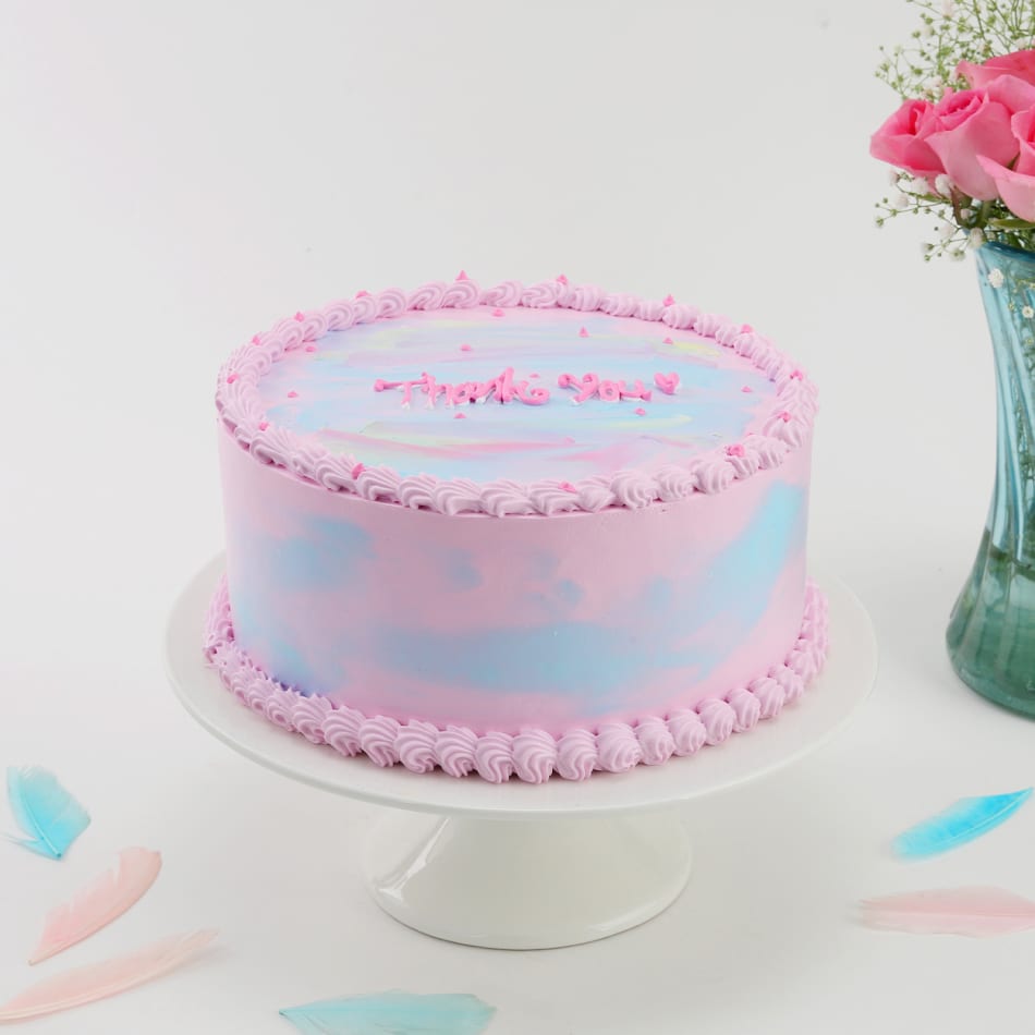 Chocolate Pink And Blue Frosting Cake (Eggless) - Ovenfresh