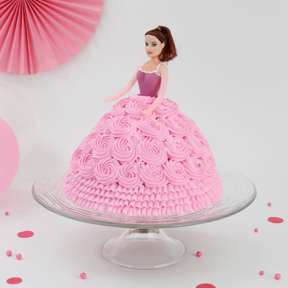 Send princess barbie photo cake online by GiftJaipur in Rajasthan