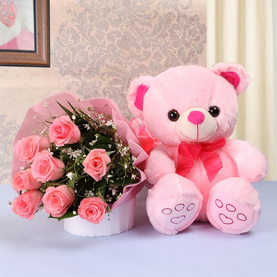 PINK ROSES AND TEDDY BEAR: Gift/Send Sri Lanka Gifts Online ...