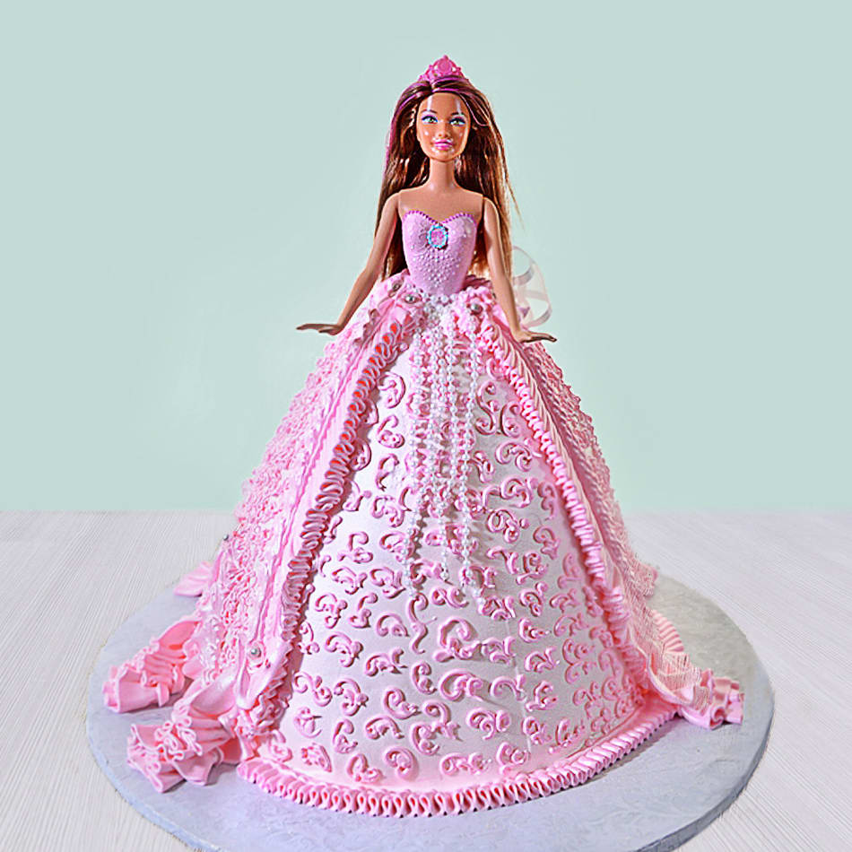 Barbie Doll Fondant Shape Cake Delivery In Delhi And Noida