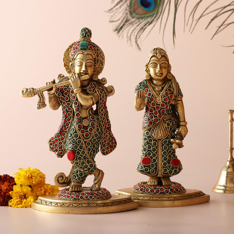 Send Radha Krishna Oxidised Diya Stand Gift Online, Rs.650 | FlowerAura