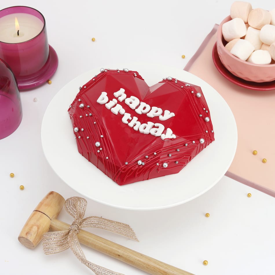 Romantic Red Heart Photo Cake | Gurgaon Bakers