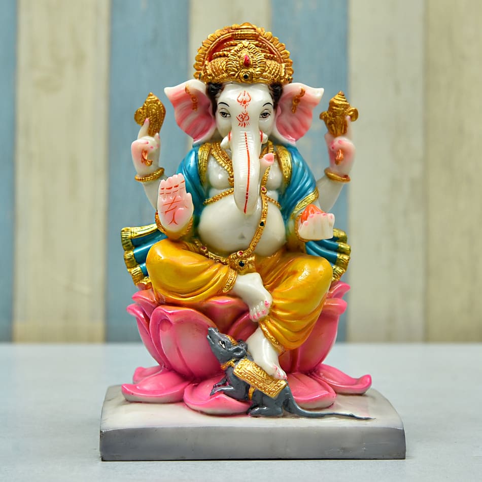 Shree Ashtavinayak Lord Ganesha on Lotus Idol 10 Inch: Gift/Send ...