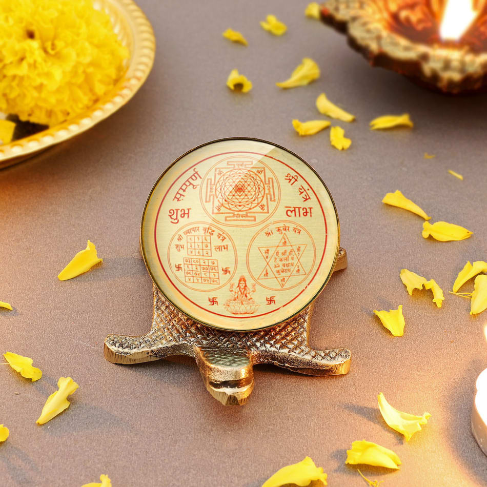 Buy Navratna Kachhua - Gold Plated [20% Off] | Nine Stones Engraved Turtle