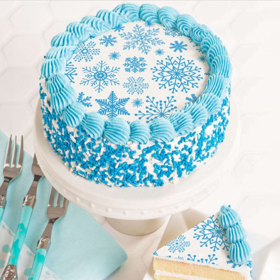 White Snowflake Cake {Winter Cake} - CakeWhiz