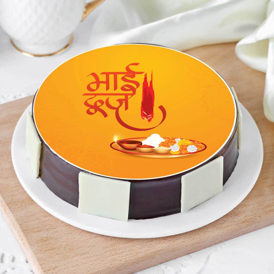 Buy/Send Happy Bhai Dooj Chocolate Cake- Half Kg Online- FNP
