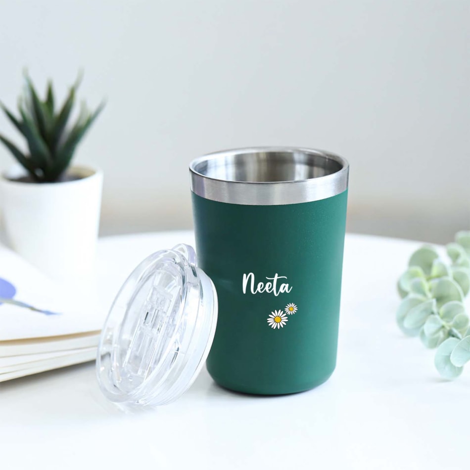 Buy/Send Stay Positive Stainless Steel Tumbler Personalized Green