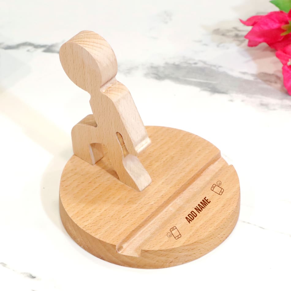 Buy/Send Stick Figure Shaped Personalized Wood Mobile Stand Online
