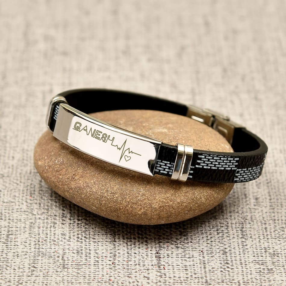 Mens Leather Bracelets Engraved on Inside Personalized For Him  The Steel  Shop