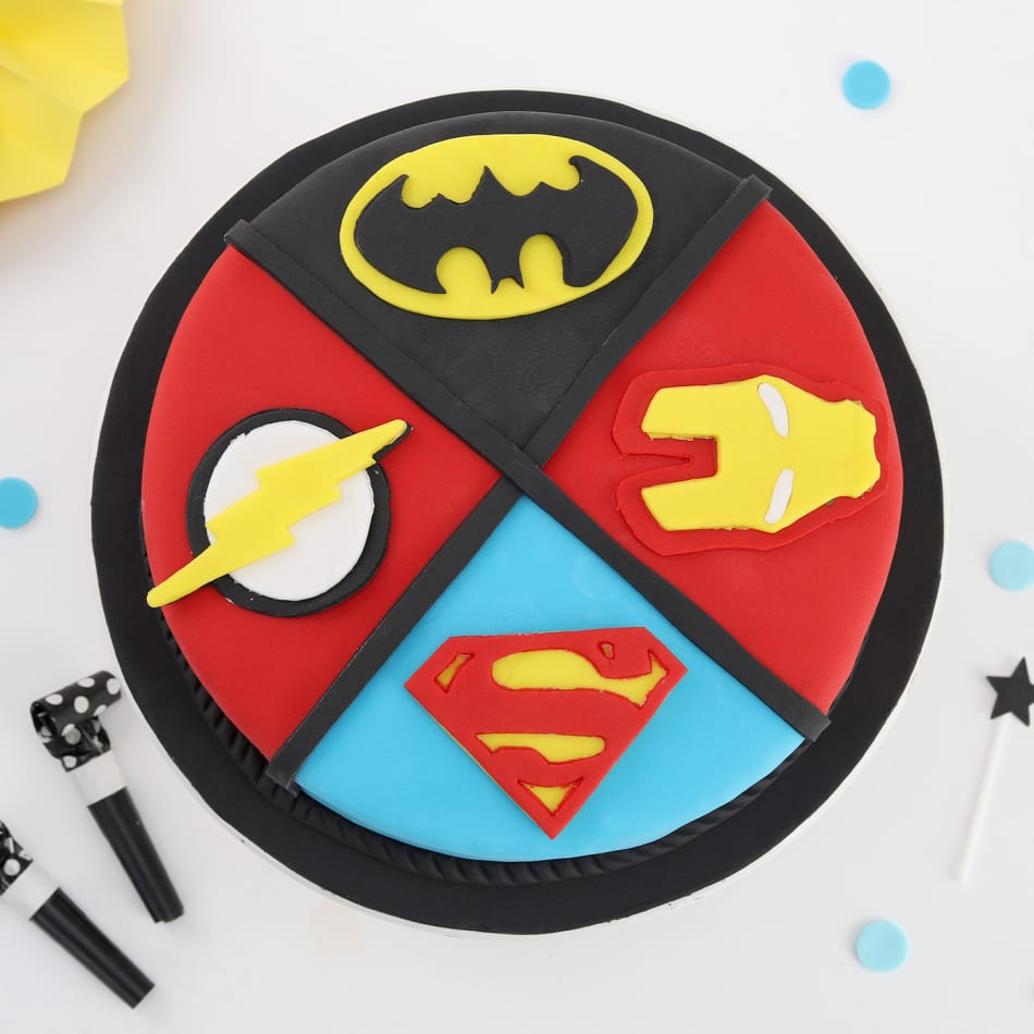 Superheroes Square Theme Cake Delivery In Delhi NCR
