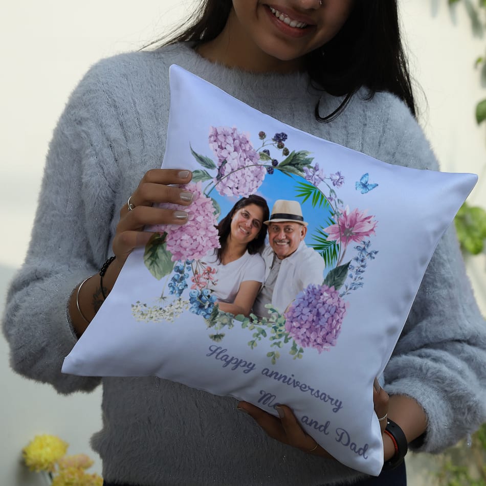 Sweet Personalized Anniversary Cushion for Mom & Dad: Gift/Send Home Gifts  Online J11043106 |IGP.com