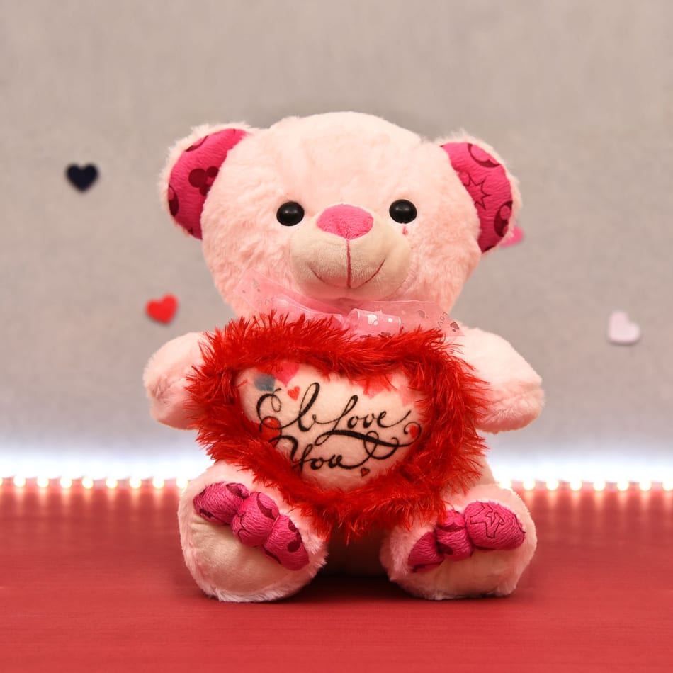 Sweet Pink Soft Teddy Bear with I Love You Heart: Gift/Send Toys ...