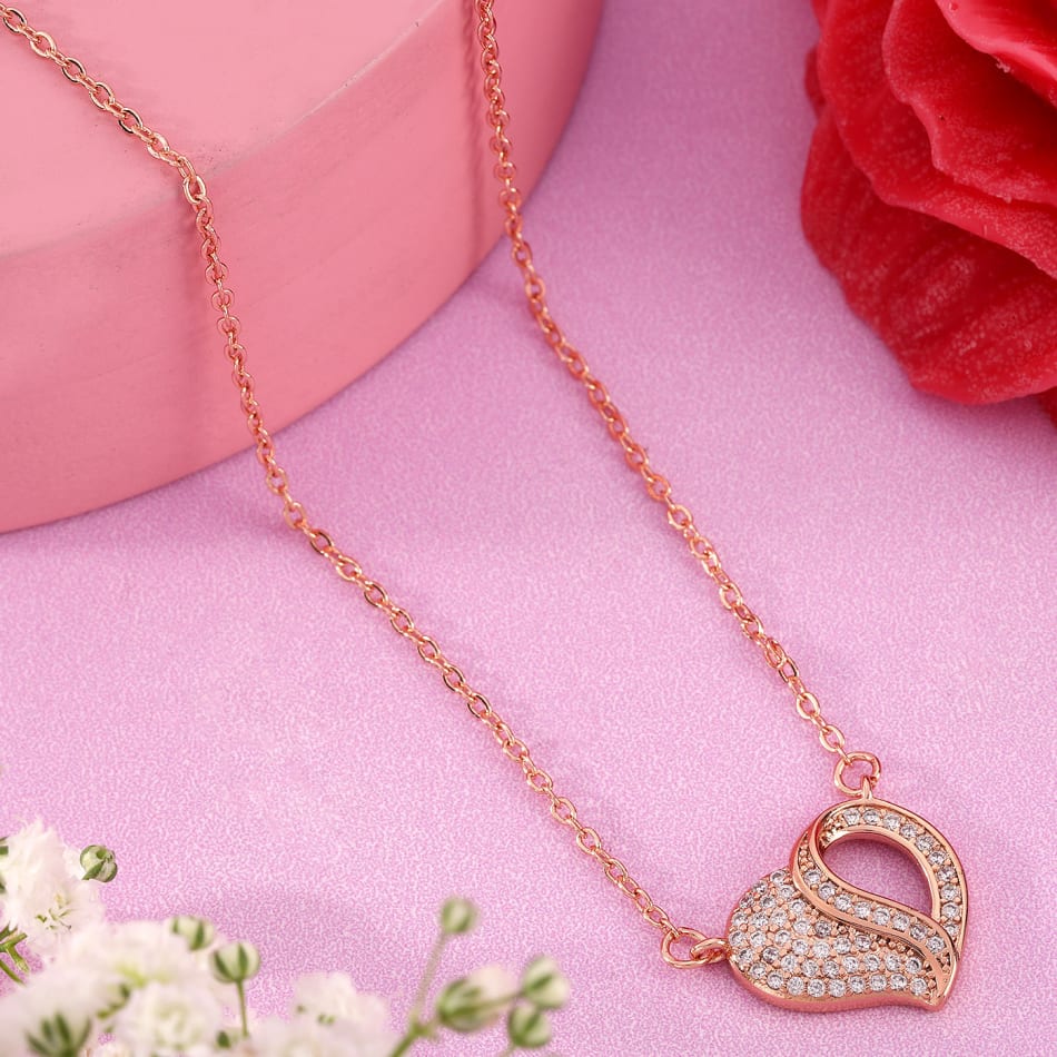 Buy/Send Swirl Heart Pendant In Rose Gold Online IGP JVS1198355