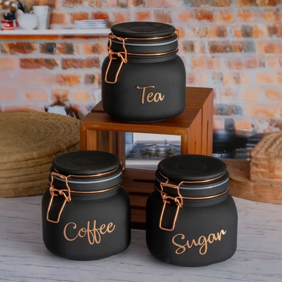 Kitchen Storage Jars Black Tea Coffee Sugar Pots Tea Coffee Sugar
