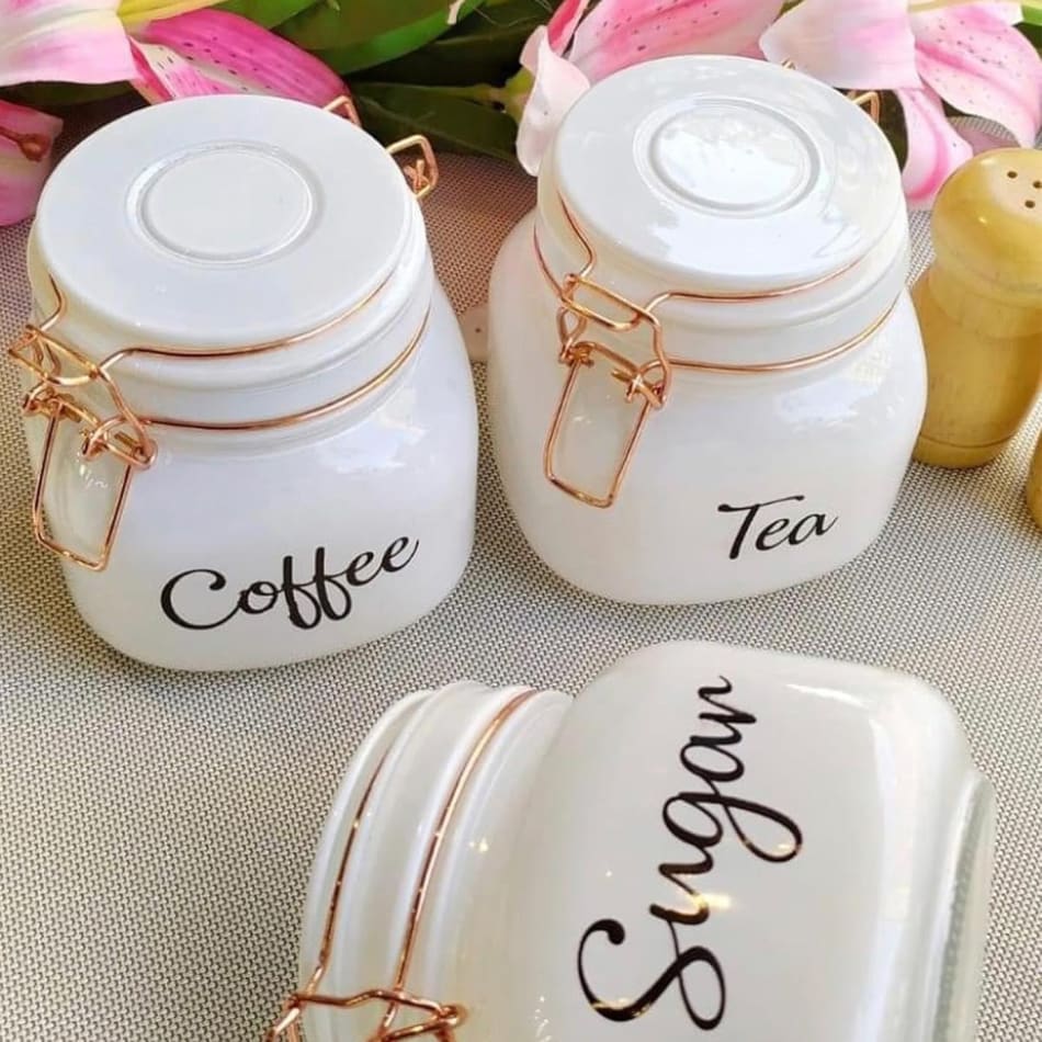 Kitchen Storage Containers White Tea Coffee Sugar Set Tea Coffee